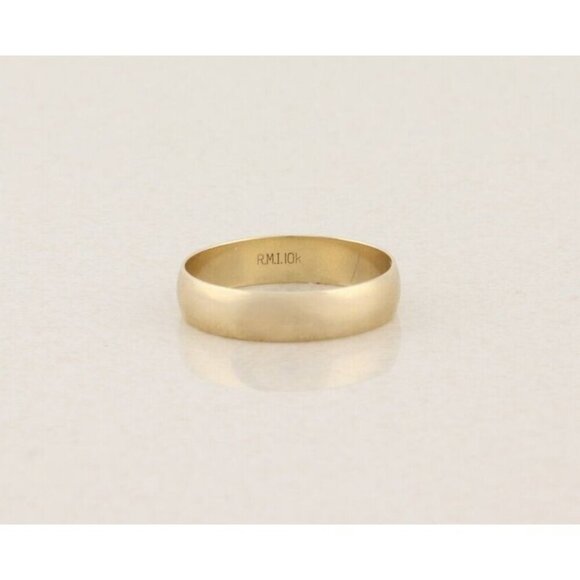 Mens 10k Yellow Gold 5mm Band Ring Size 10 3/4 Wedding Band - Picture 1 of 6